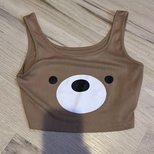 Kawaii bear crop tank top